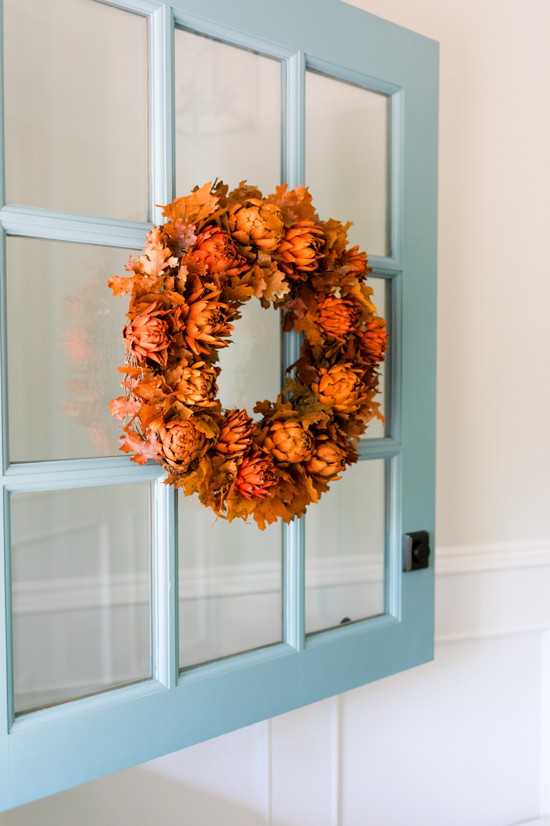 Fall Wreath on Blue Dutch Door