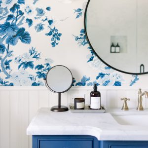 Blue and White Bathroom Vanity