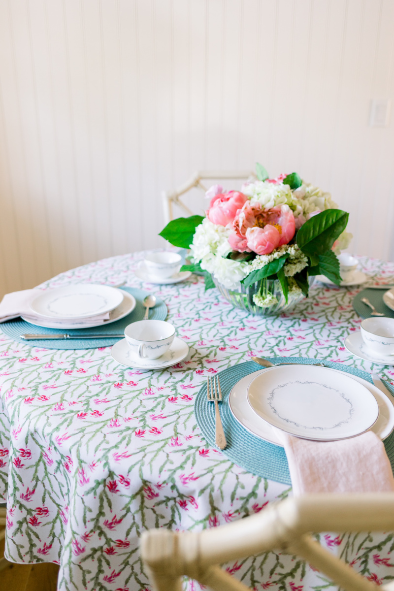 Pink and Green Table Cloth