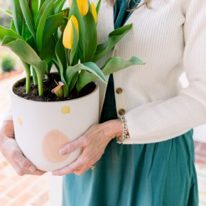 Easter Planter with yellow tulips
