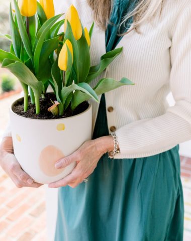 Easter Planter with yellow tulips