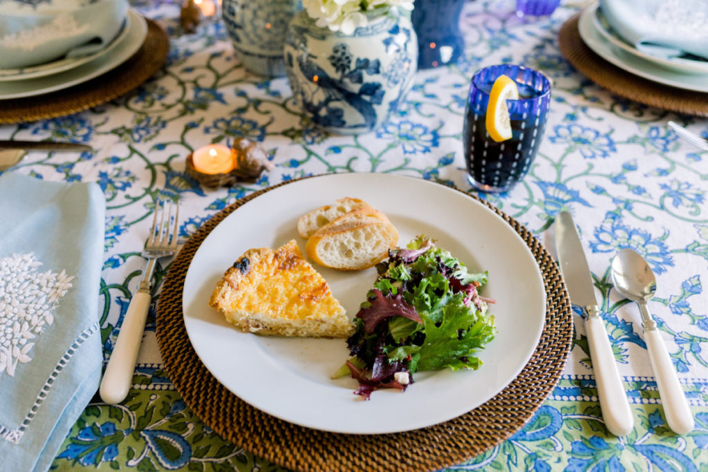 Lunch plate - quiche, salad, bread