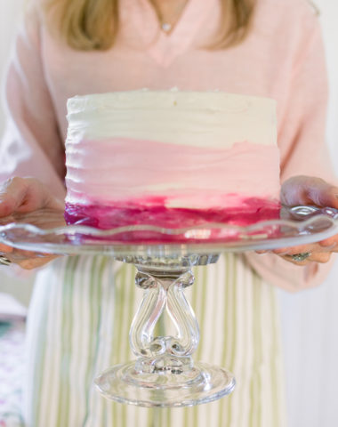 Woman holding Valentine Cake
