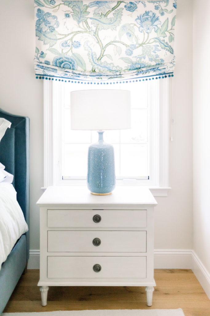 Bedroom nightstand with table lamp
