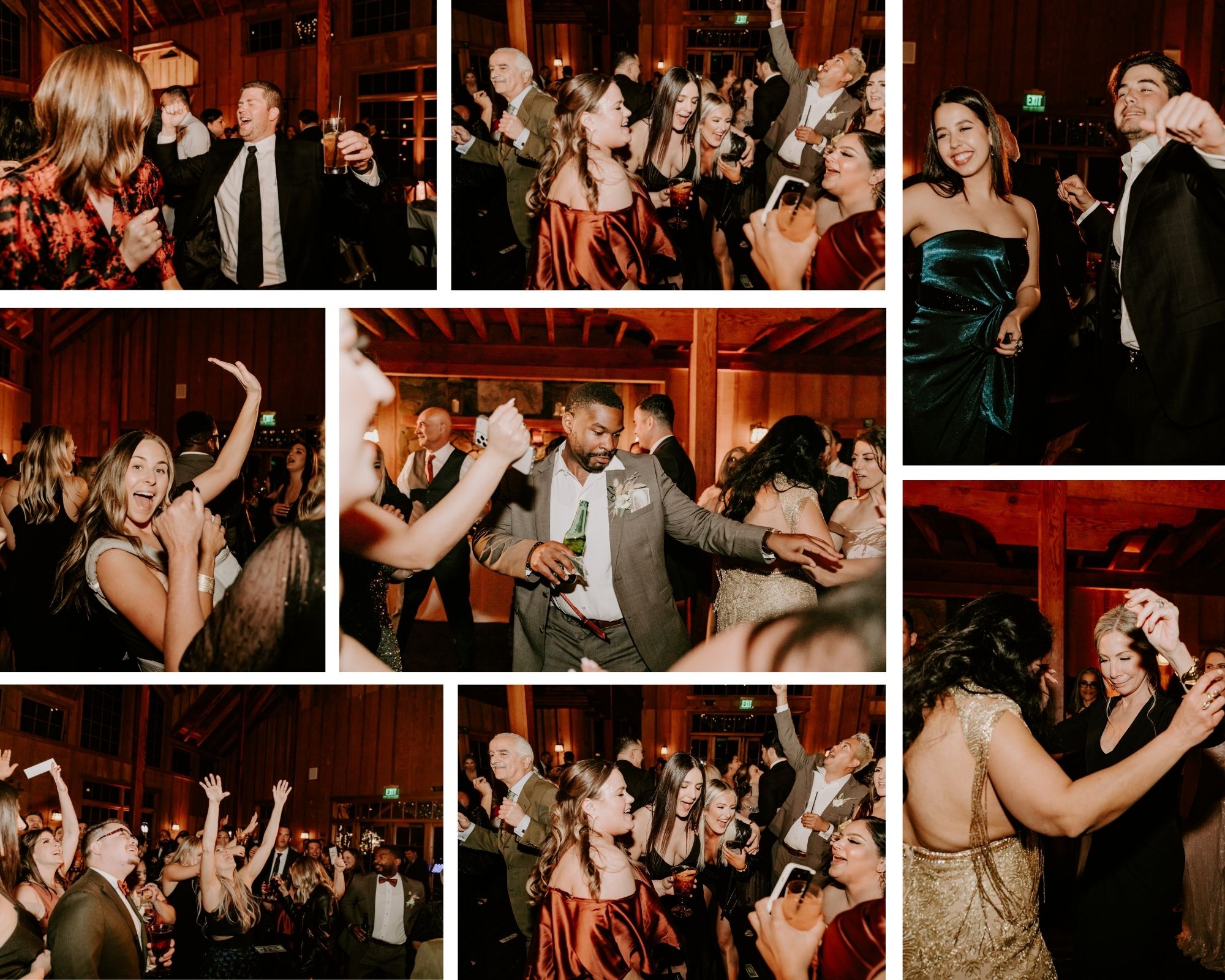 Wedding reception dancing collage