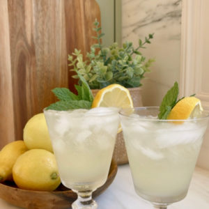 Limoncello Spritzers in the kitchen