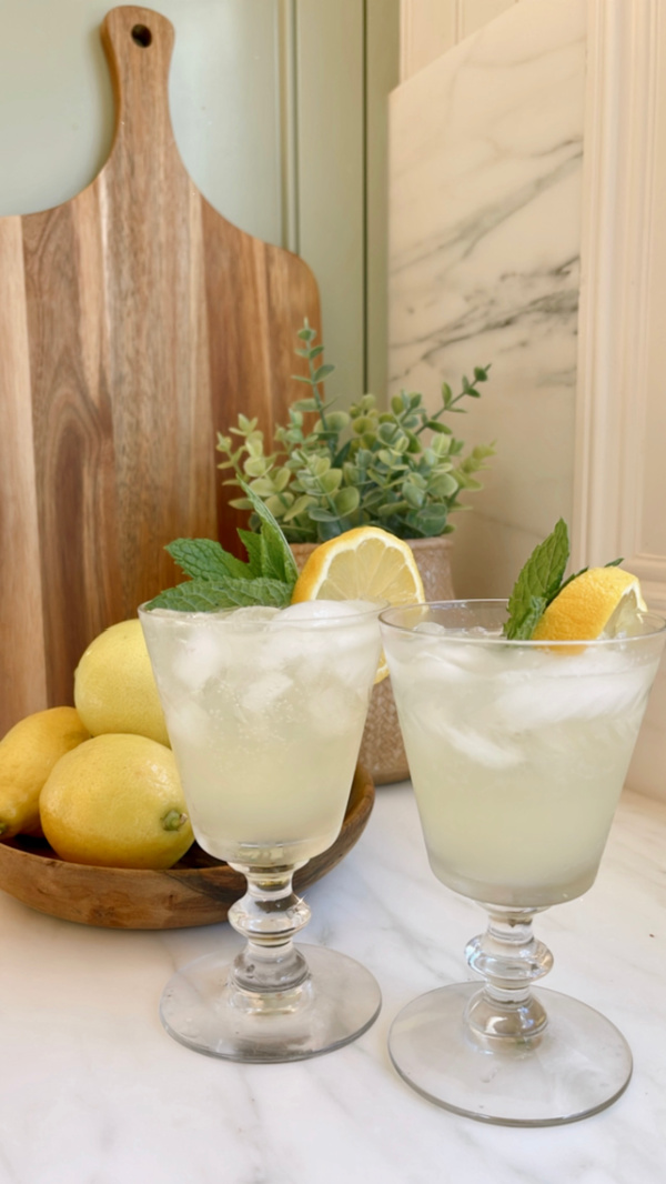 Limoncello Spritzers in the kitchen