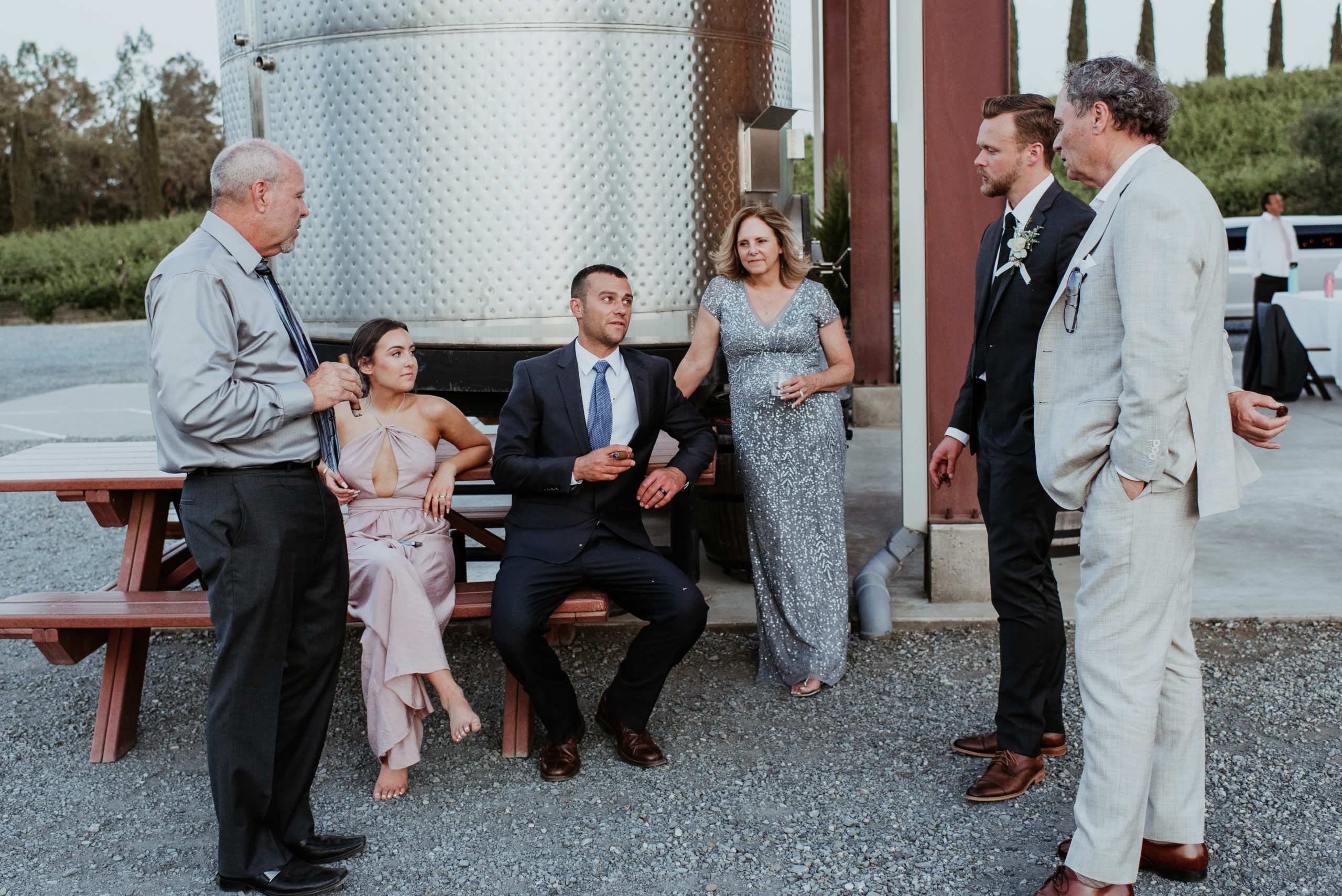 Guests at winery wedding