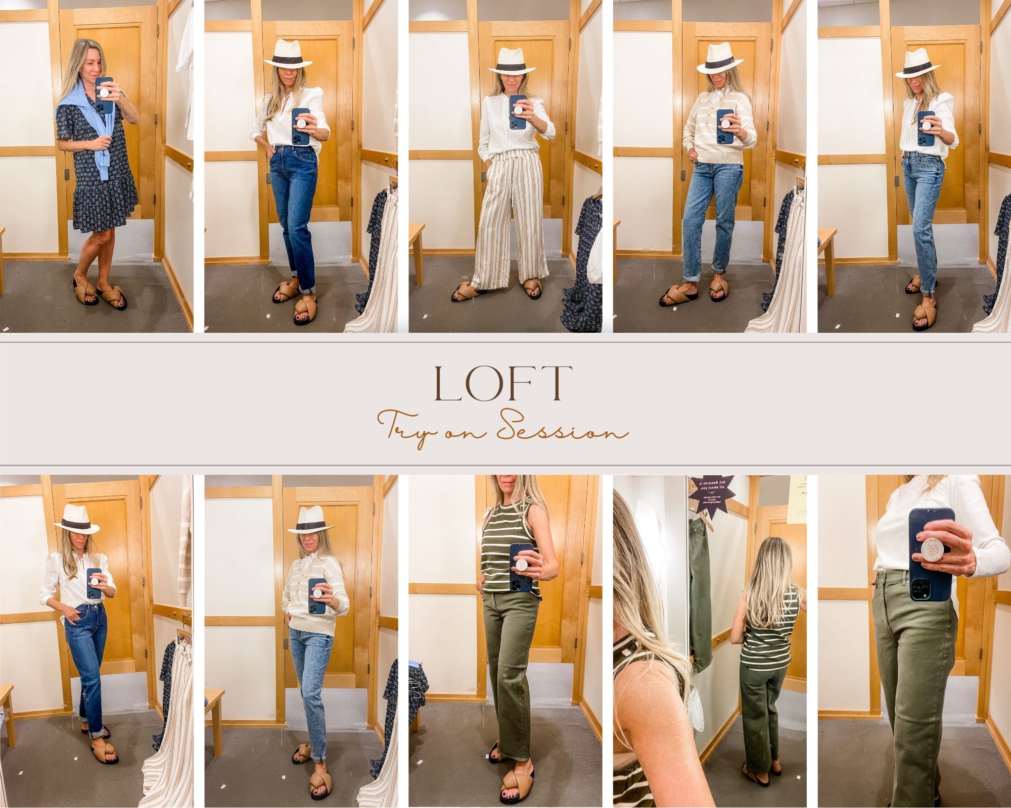 Loft Dressing Room Try On Collage.