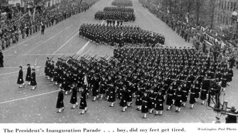 Naval Academy Midshipmen marching in President Eisenhower Parade.