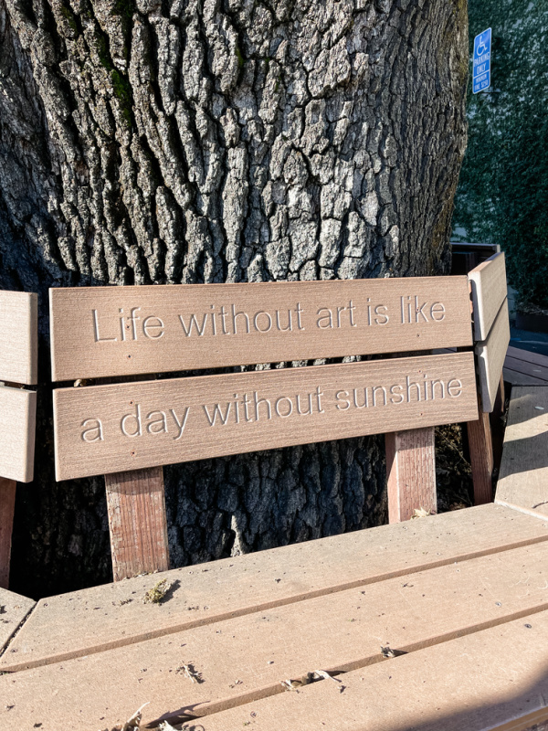 Quote on downtown bench.