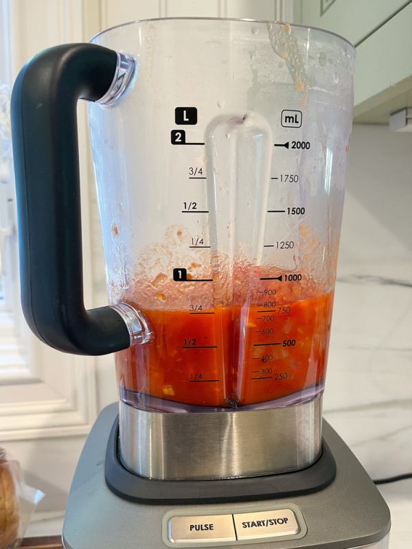 Tomato soup in a blender.