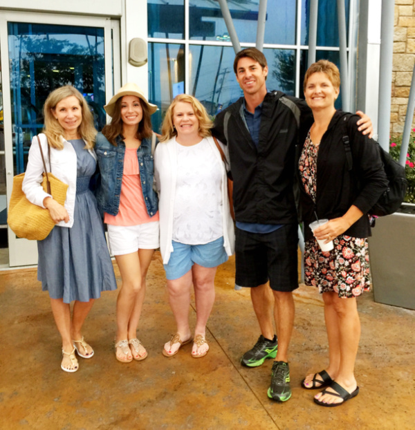 Four women standing with David Ridley of Waco Tours.