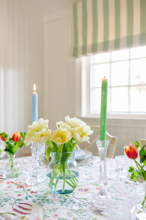 Spring Table setting in blues and greens.