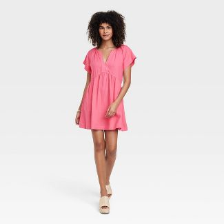 Pink linen blend Target mini dress.