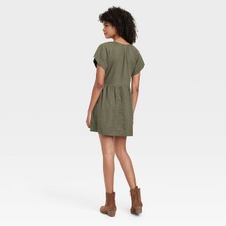 Olive green linen blend Target mini dress.