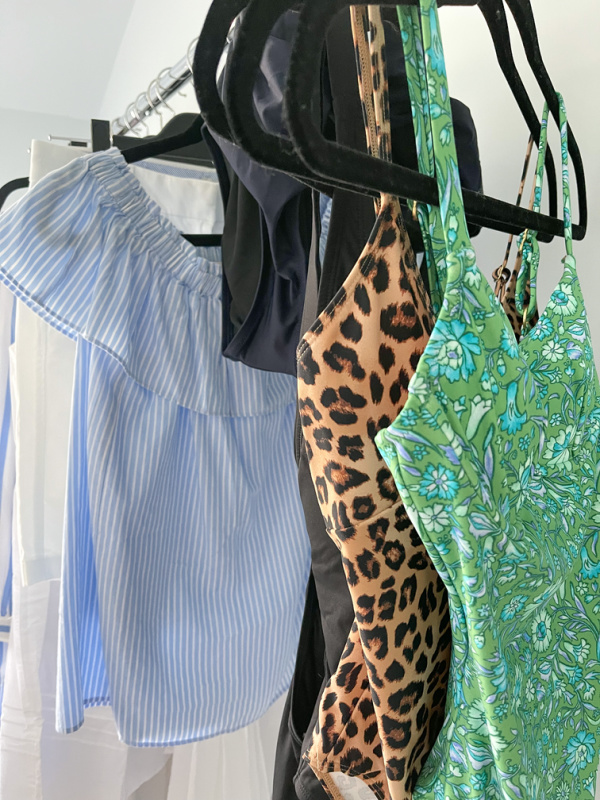 Rack of vacation clothes.