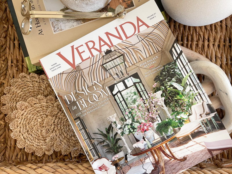 Veranda magazine on coffee table.
