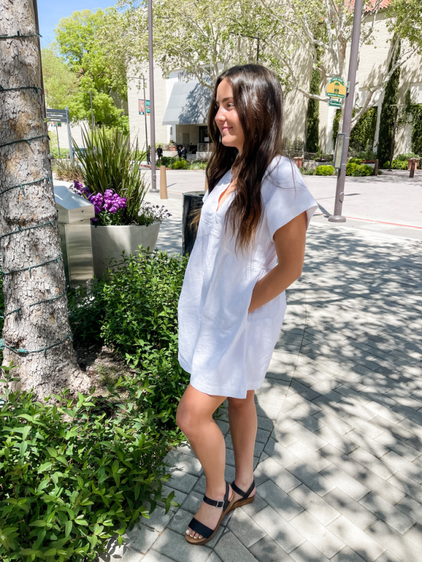 Target linen mini dress in white.