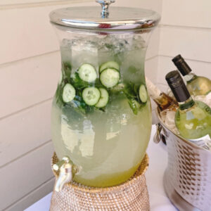 Cucumber Mint Lime Presse in a drinks dispenser.