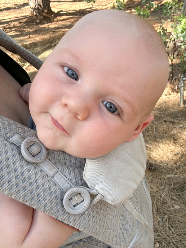 Baby boy with blue eyes.
