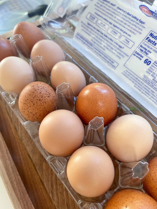 A dozen farm fresh eggs.