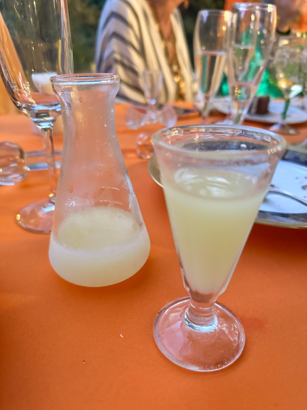 Carafe and glass of Limoncello.