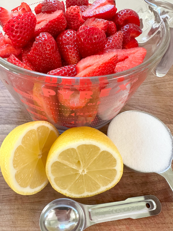 Ingredients for strawberry puree.