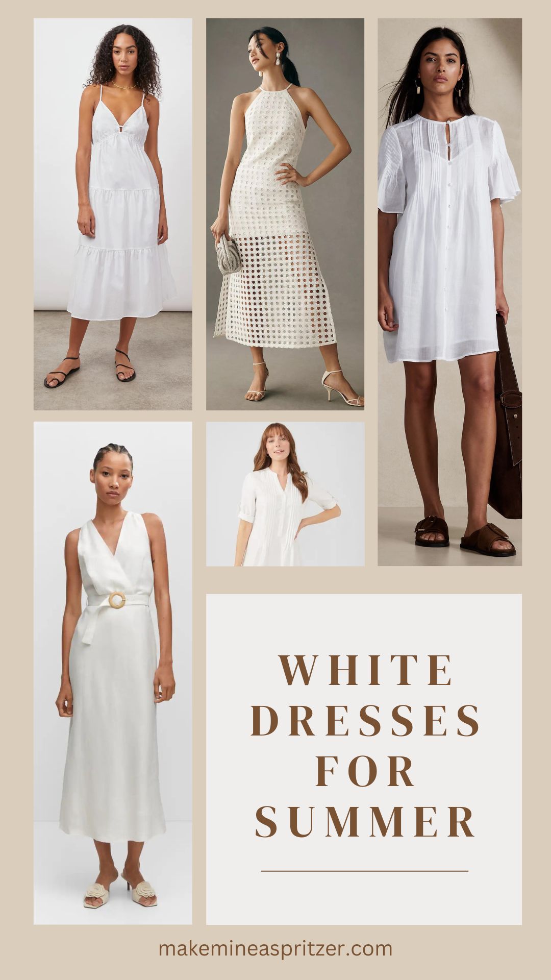 White Dresses for Summer Collage.