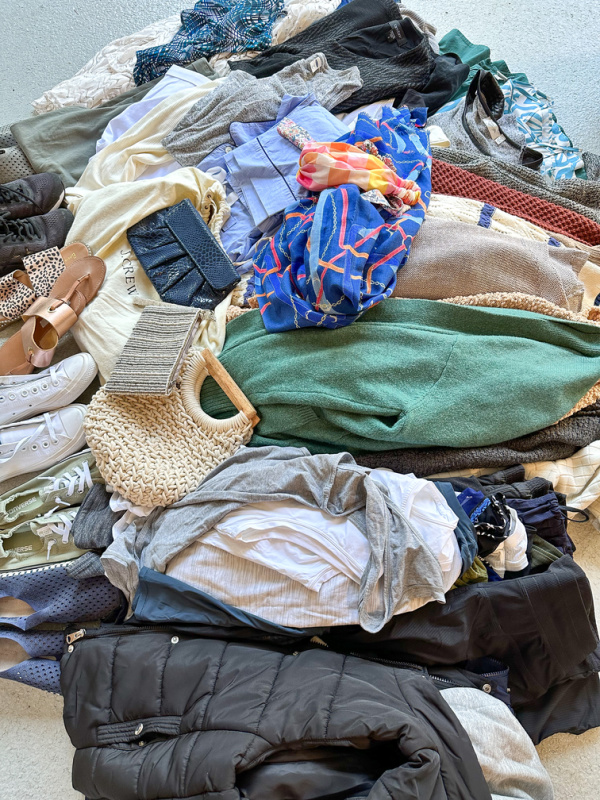 Pile of clothes or donate or sell.