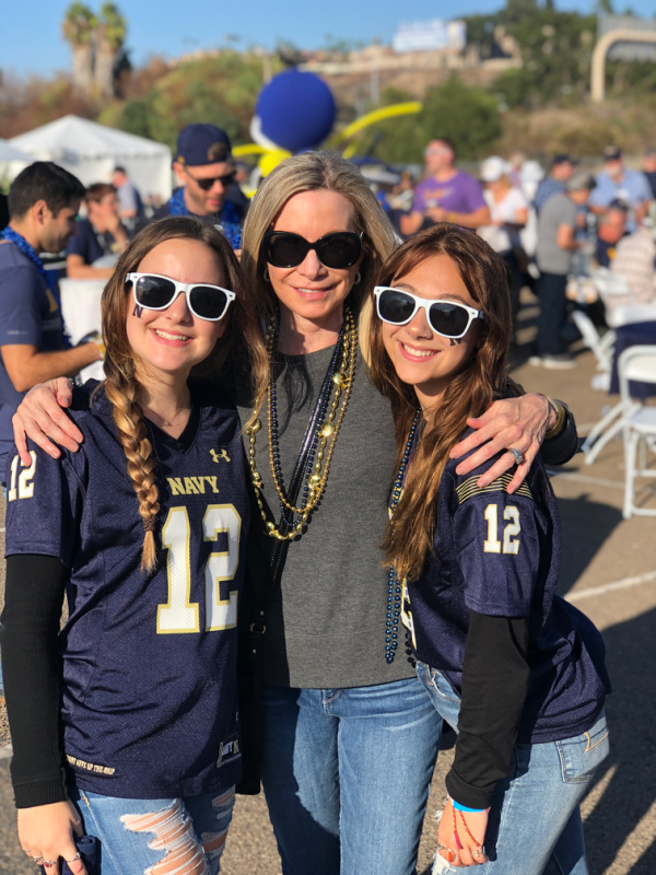 Woman and two nieces at Navy Notre Dame game win San Diego.