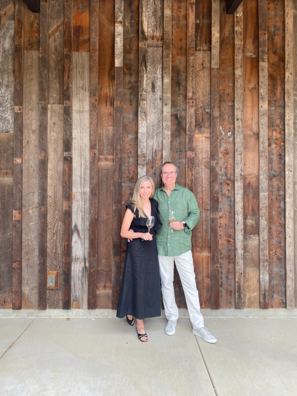 Couple standing outside Resonance Wines.