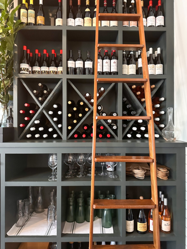 Cypress restaurant wine rack.