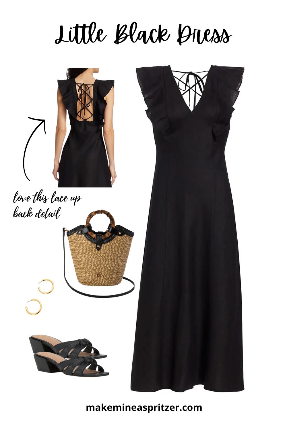Little black dress outfit collage.