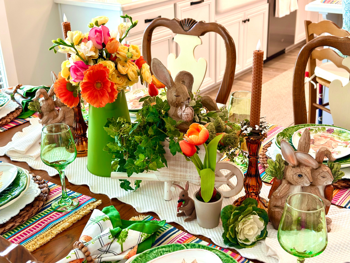 Kitchen table set for Easter.