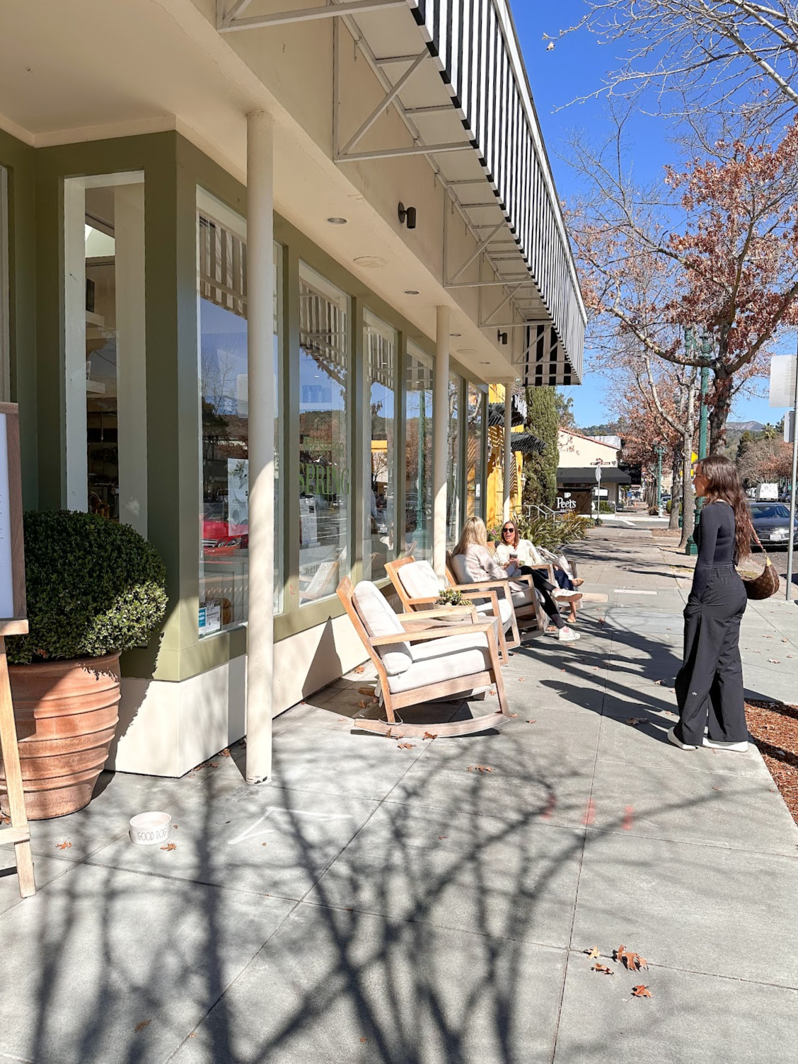 Rocking chairs outside William Sonoma in Sonoma.