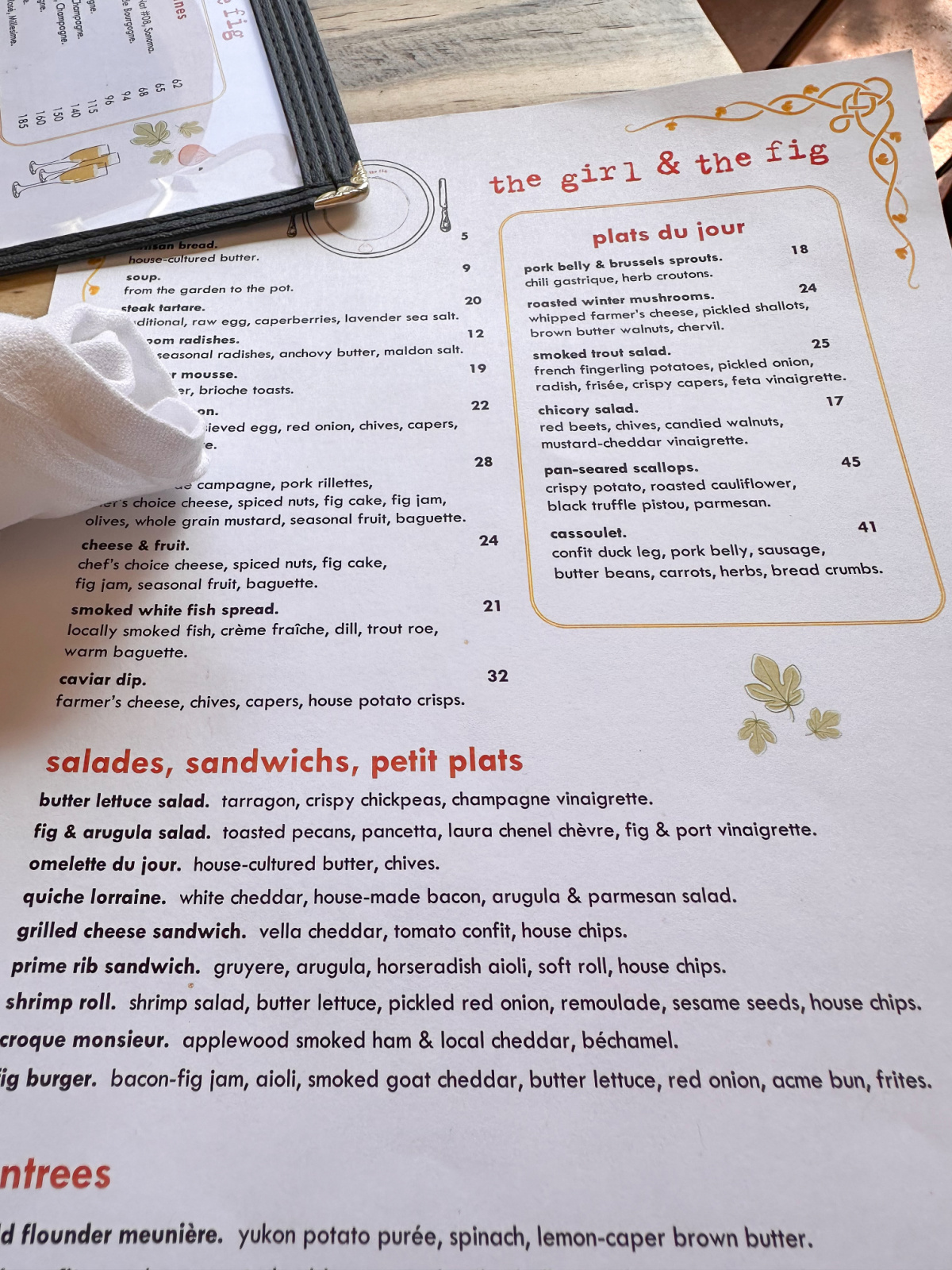 Girl and the Fig Menu