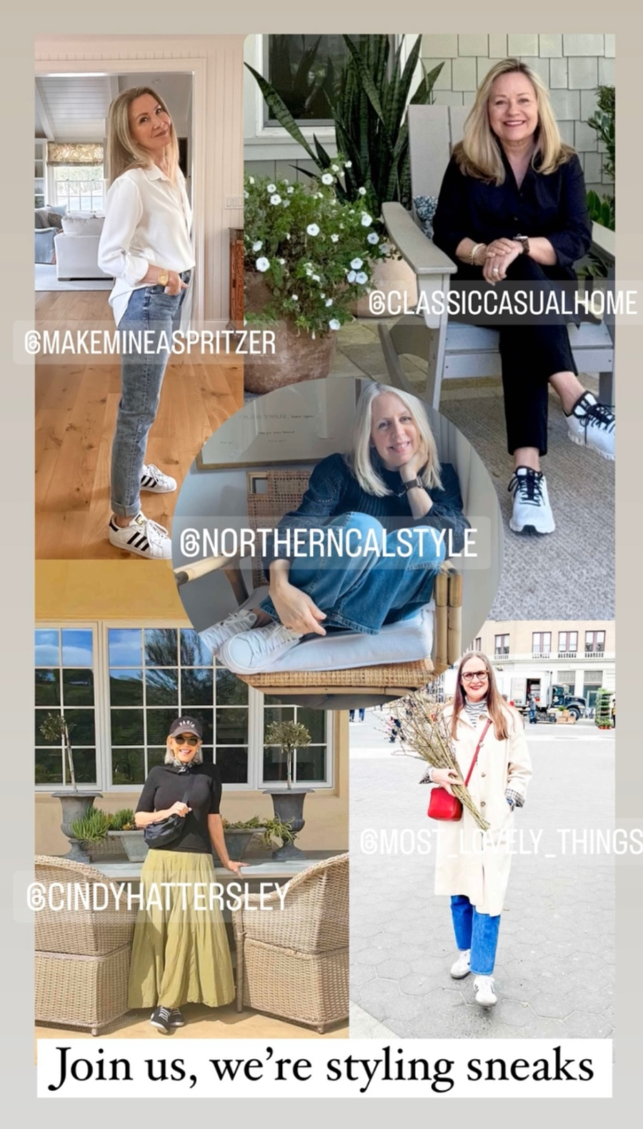 Collage of women modeling sneakers.