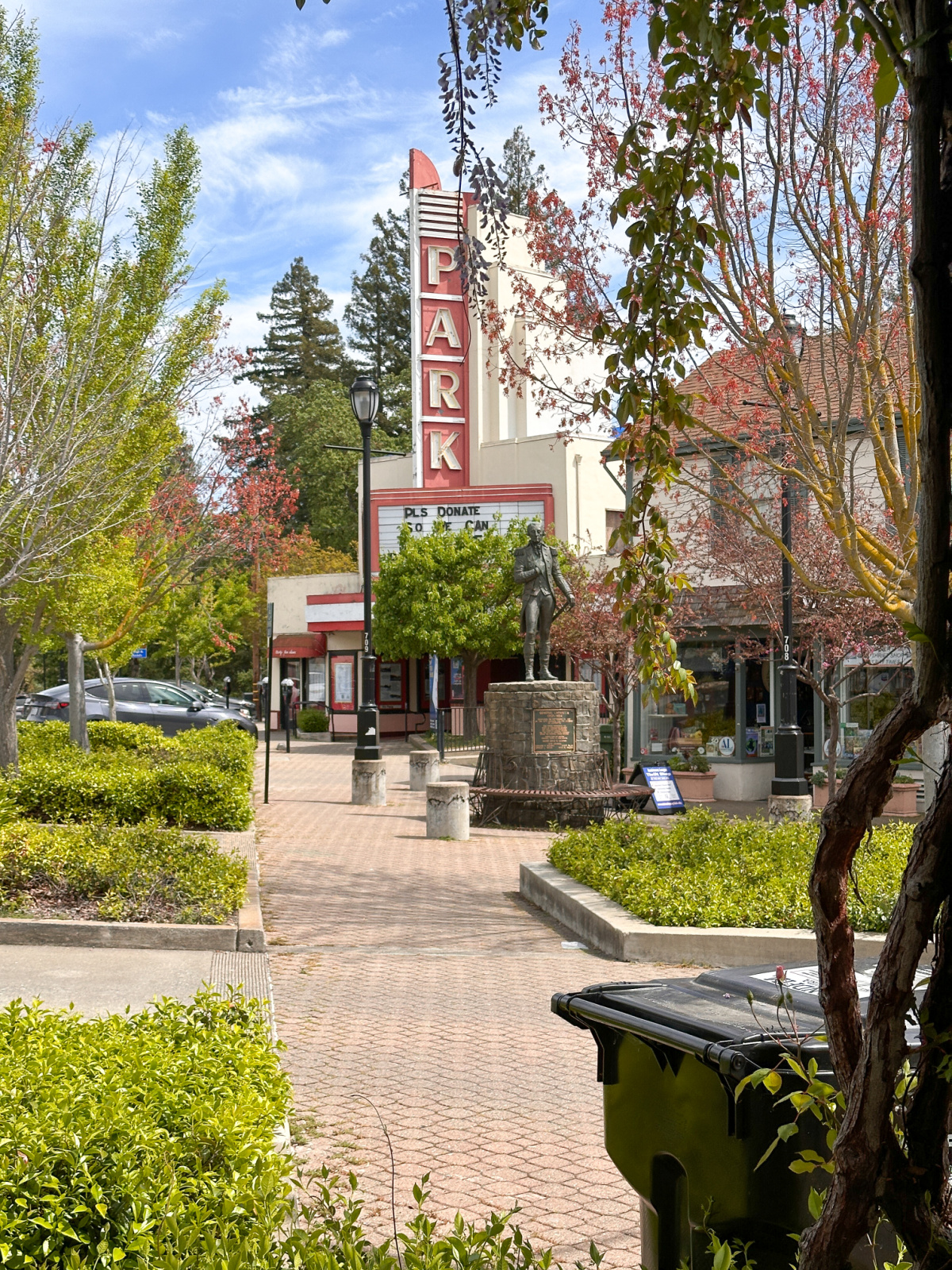 Downtown Lafayette, California Park Theater and town plaza.