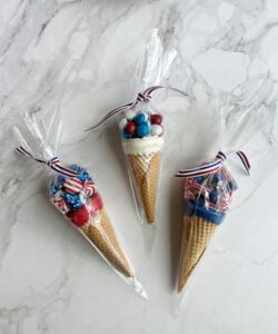 Pinecones and Acorns blog 4th of July party favors.